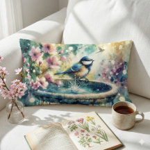 Bain d'oiseaux printanier aquarelle