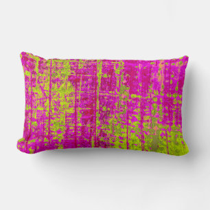 Coussin Rectangle Baiser Chartreuse Rose et Vert Abstrait