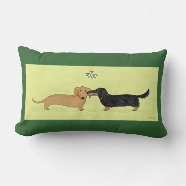 Coussin Rectangle Baiser de gui de teckel - Noël de chien de (Recto)