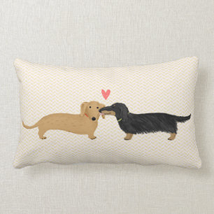 Coussin Rectangle Baiser de teckel avec les chiens mignons de