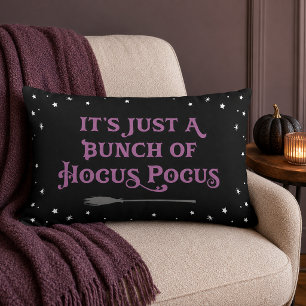 Coussin Rectangle Balai de sorcière violet noir vintage Hocus Pocus