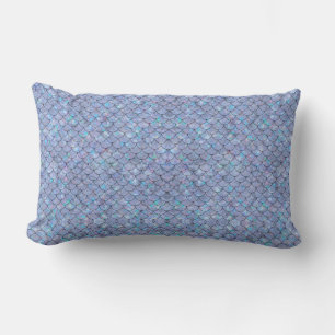 Coussin Rectangle Balances de poissons de sirène bleu Holographique