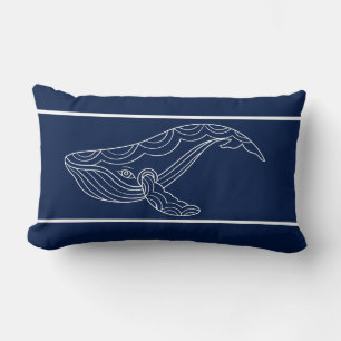 Coussin Rectangle Baleine bleue et blanche