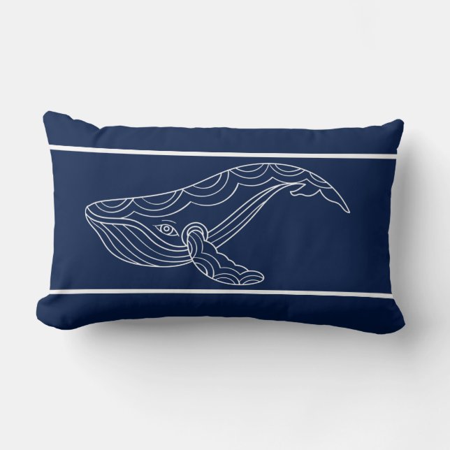 Coussin Rectangle Baleine bleue et blanche (Recto)