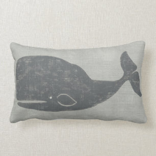 Coussin Rectangle Baleine grise nautique