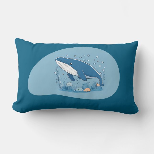 Coussin Rectangle Baleine mignonne (Recto)