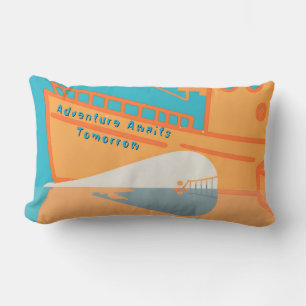 Coussin Rectangle Baleine sous le port - L'aventure attend demain