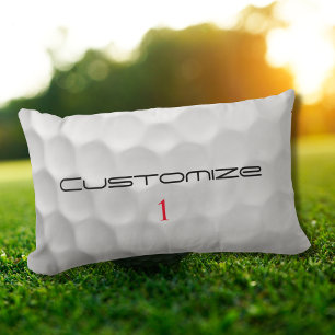 Coussin Rectangle Balle de golf blanche texturée avec nom et numéro