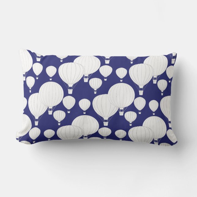 Coussin Rectangle Ballons à air chaud blanc flottant sur le ciel ble (Recto)