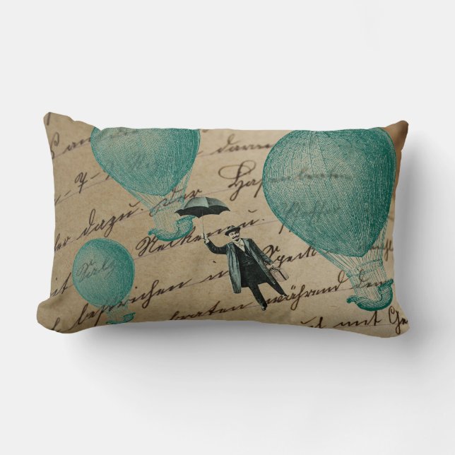 Coussin Rectangle Ballons à air chauds pilotant l'écriture d'homme (Recto)