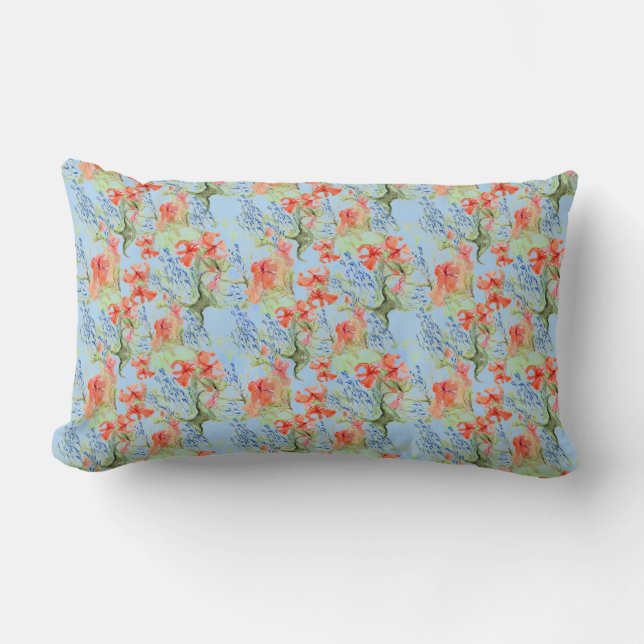 Coussin Rectangle Balsam et Lobelia no 2 par Alexandra Cook (Recto)