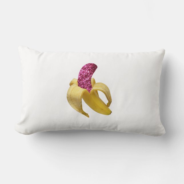 Coussin Rectangle Banane en faux rose Parties scintillant semble dél (Recto)