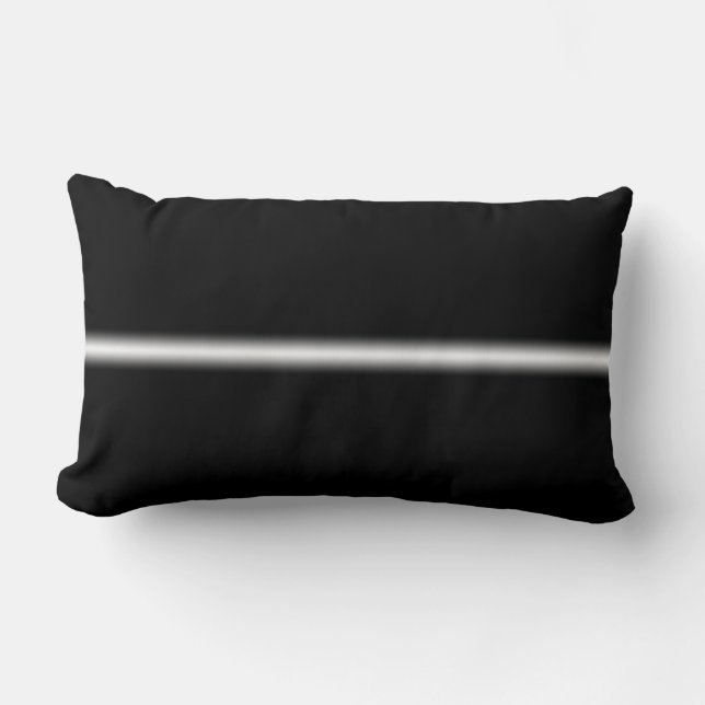 Coussin Rectangle Bande blanche fanée sur noir (Recto)