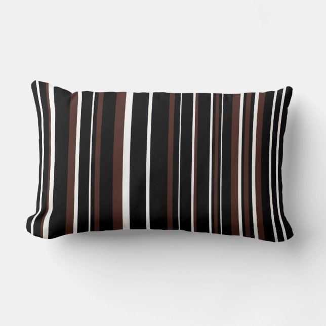 Coussin Rectangle Bande de codes à barres noir, Brown et blanc (Recto)