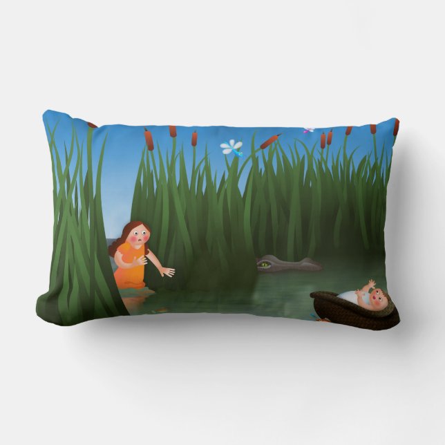 Coussin Rectangle Bande dessinée de pâque de Moïse de bébé (Recto)