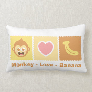 Coussin Rectangle Bande dessinée mignonne de singe - amour - banane