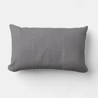 Coussin Rectangle Bande géométrique de diamant d'art noir et blanc
