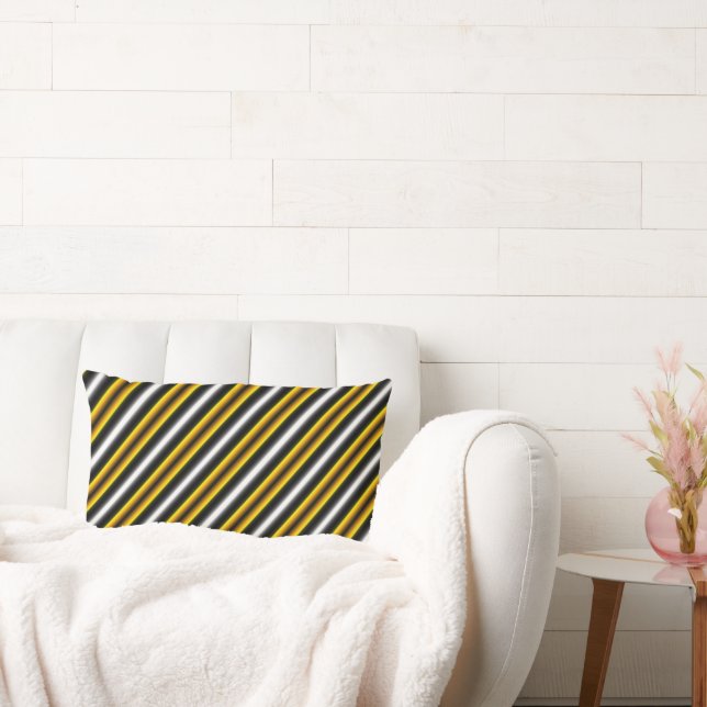 Coussin Rectangle Bandes arc-en-ciel blanc jaune (Canapé)