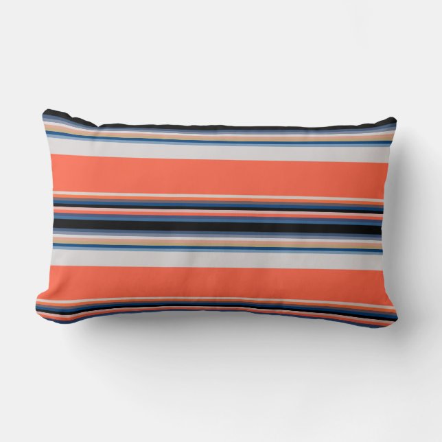 Coussin Rectangle Bandes bleues orange (Recto)
