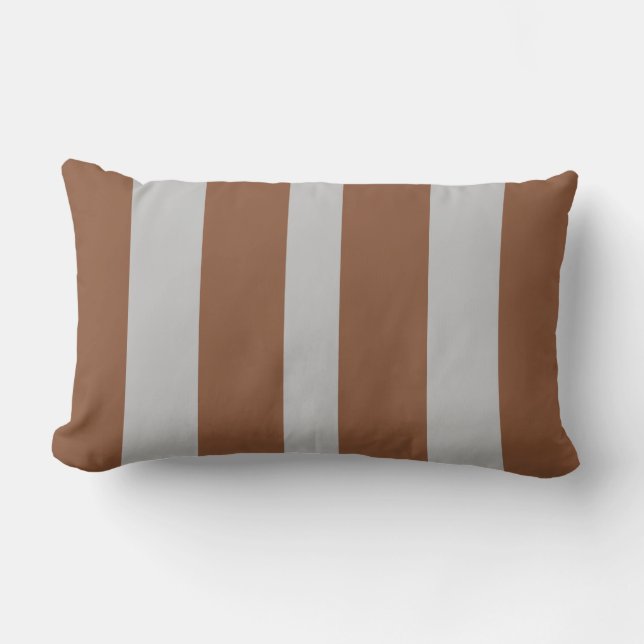 Coussin Rectangle Bandes Brown et grises (Recto)