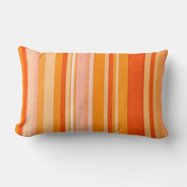 Coussin Rectangle bandes de couleur orange et jaune (Recto)