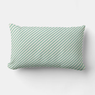Coussin Rectangle Bandes de menthe diagonale et crème