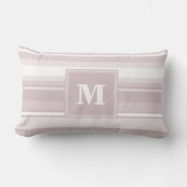 Coussin Rectangle Bandes de quartz roses monogrammes (Recto)