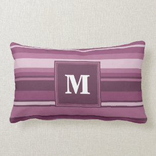 Coussin Rectangle Bandes mauve monogrammes