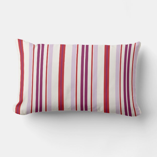 Coussin Rectangle Bandes modernes chic rouge et violette (Recto)