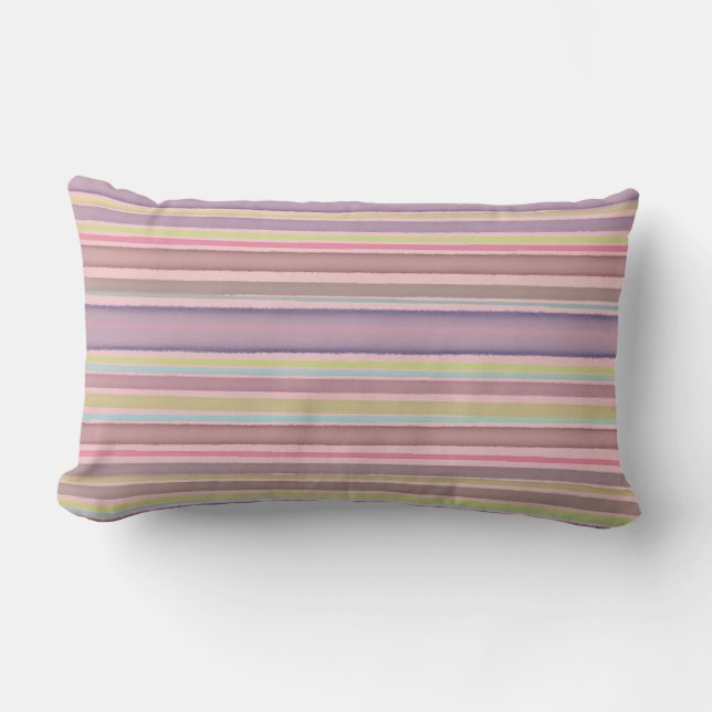 Coussin Rectangle Bandes pastel multicolores (Recto)