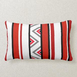 Coussin Rectangle Bandes rouges noires blanches