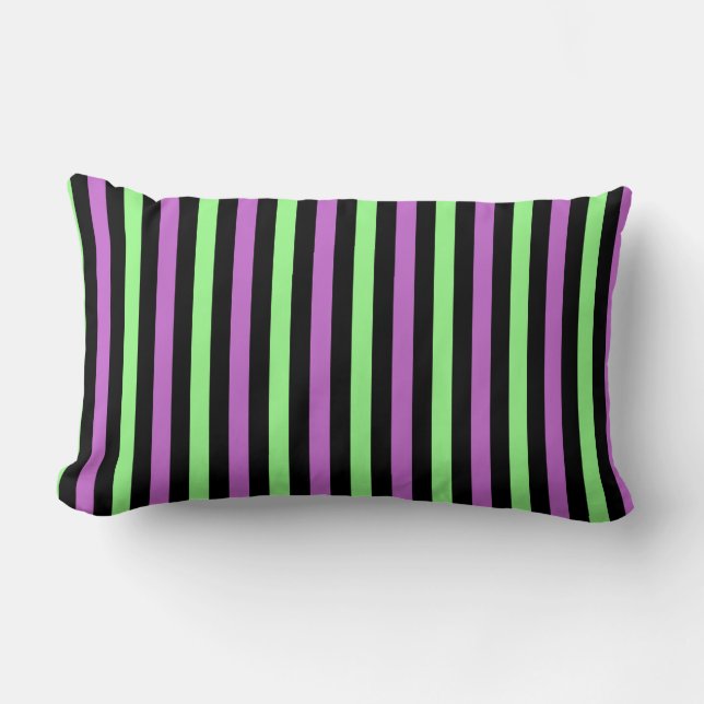 Coussin Rectangle Bandes vertes violettes noires (Recto)