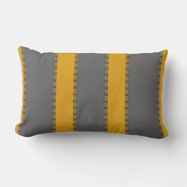 Coussin Rectangle Bandes verticales jaunes de moutarde, cousues sur  (Recto)