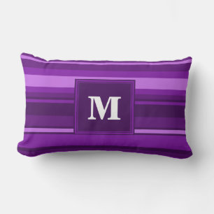 Coussin Rectangle Bandes violettes monogrammes
