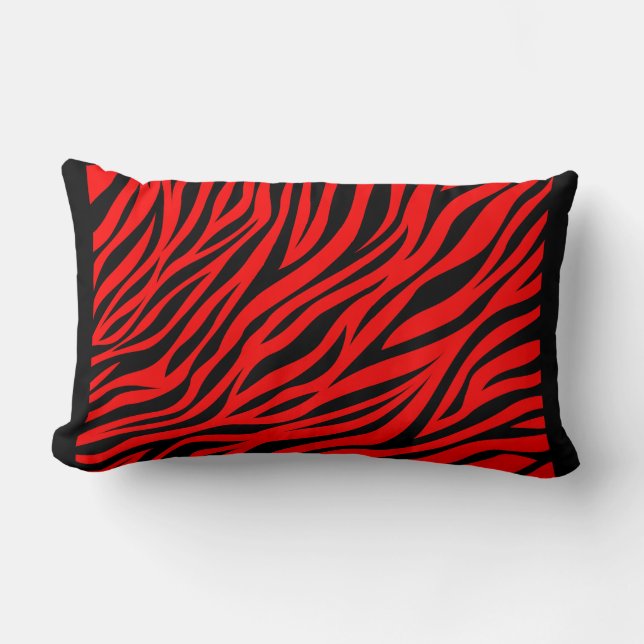 Coussin Rectangle Bandes Zèbre Noir Rouge Imprimer (Recto)