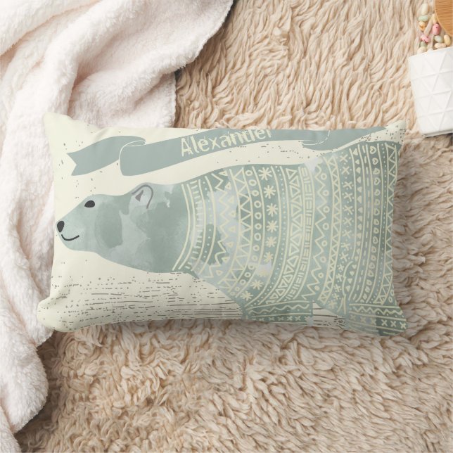 Coussin Rectangle Bannière couleur aquarelle polaire gris ours (Couverture)