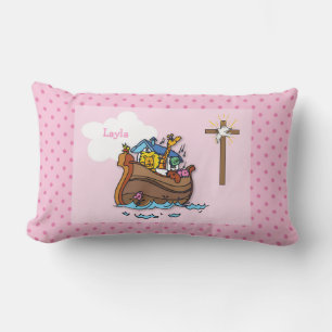 Coussin Rectangle Baptême personnalisable de l'Arche de Noé pour béb