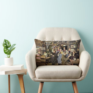 Coussin Rectangle Bar à l'ancienne avec des gens qui célèbrent, une 