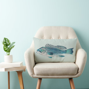 Coussin Rectangle Bar commun par S.A. Kilbourne, Poisson vintage