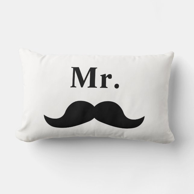 Coussin Rectangle Barbe Monsieur Noir Et Blanc (Recto)