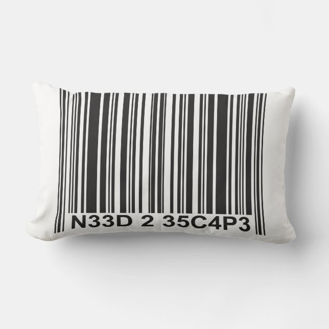 Coussin Rectangle Barcode Leetspeak - Besoin d'échapper (Recto)
