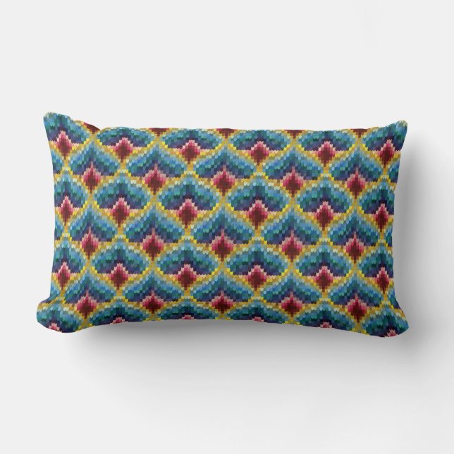 Coussin Rectangle Bargello coloré Brodery Boho Chic Motif (Recto)