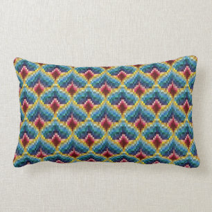 Coussin Rectangle Bargello coloré Brodery Boho Chic Motif