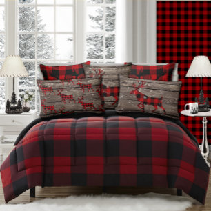 Coussin Rectangle Barque récupérée Snowy Red Buffalo Plaid Stade