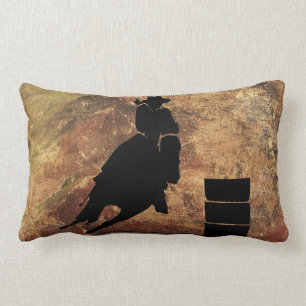 Coussin Rectangle Barrel Racing Girl Silhouette on a Grunge Texture