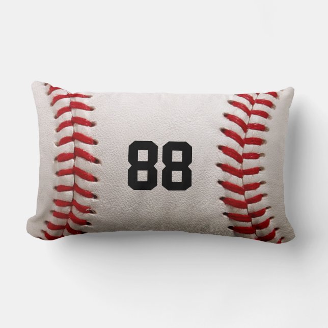 Coussin Rectangle Baseball avec numéro personnalisable (Recto)