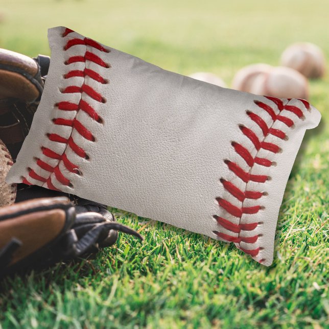 Coussin Rectangle Baseball et Softball Classiques Couture Rouge (Créateur téléchargé)