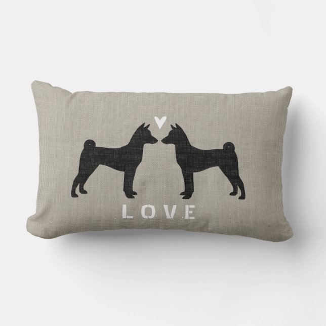 Coussin Rectangle Basenji silhouette l'amour (Recto)