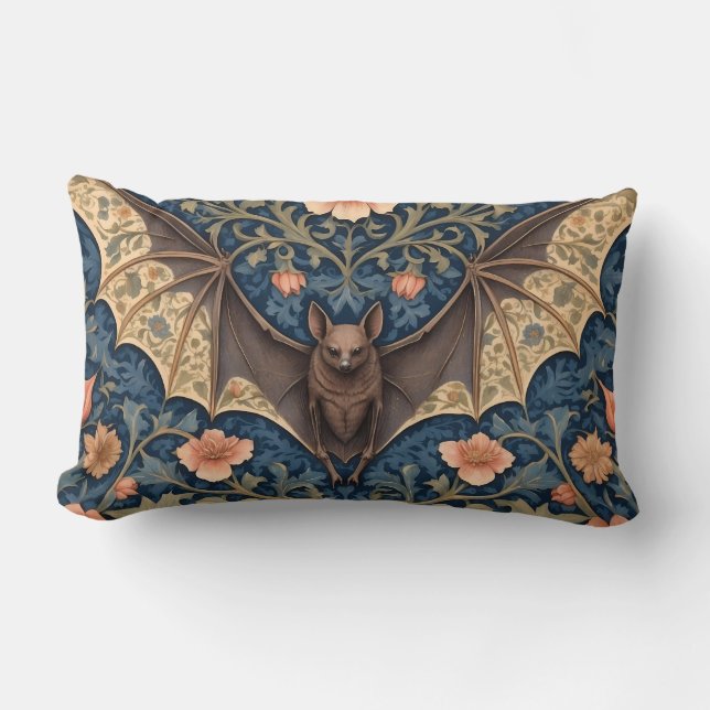 Coussin Rectangle Bat volant élégant William Morris Inspiré Floral (Recto)