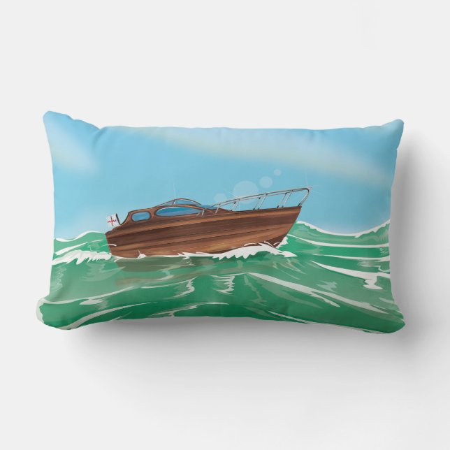 Coussin Rectangle Bateau à moteur classique (Recto)